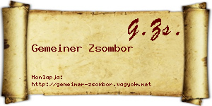 Gemeiner Zsombor névjegykártya